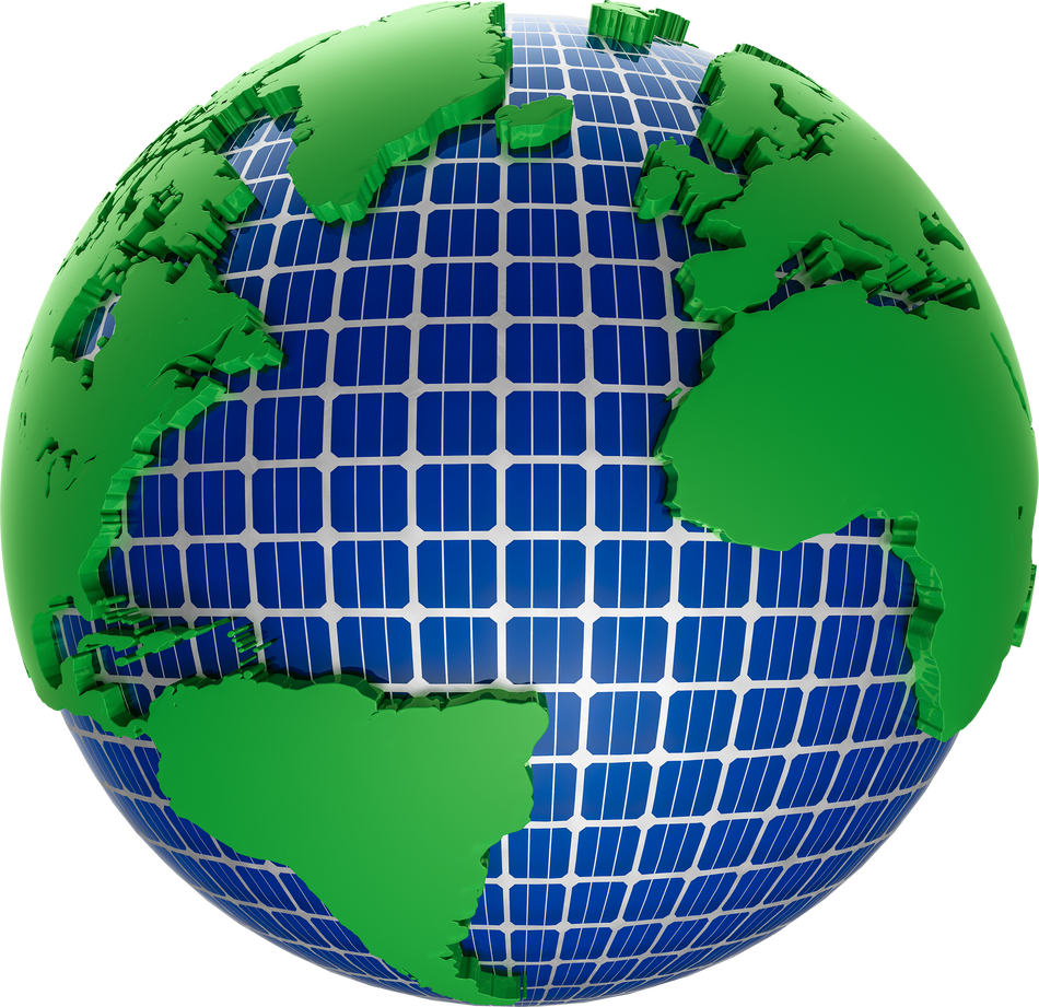 planet earth with solar energy in 3d render realistic